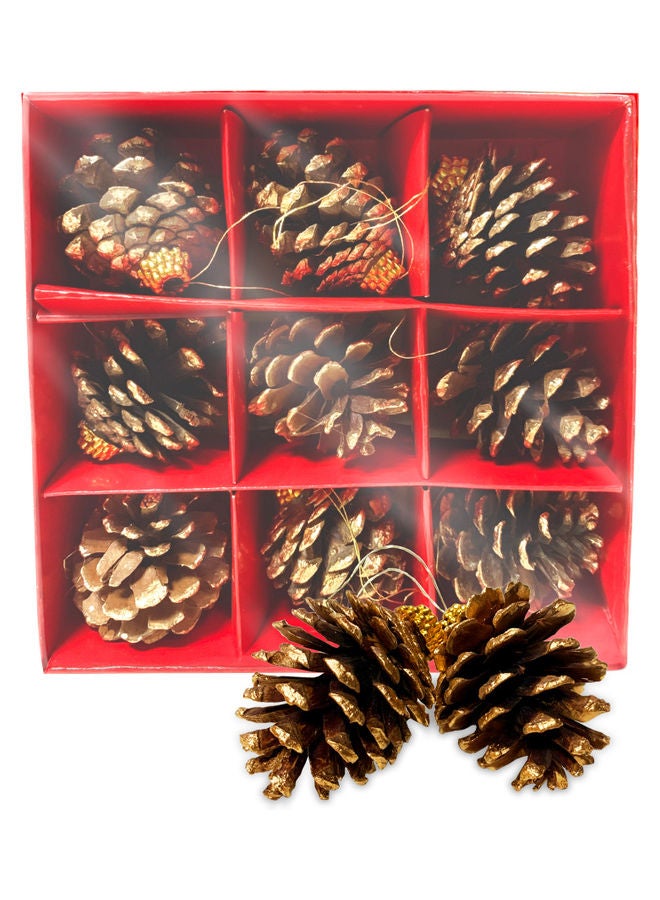 CHRISTMAS MAGIC 9-Piece Natural Pine Cone 4.5cm