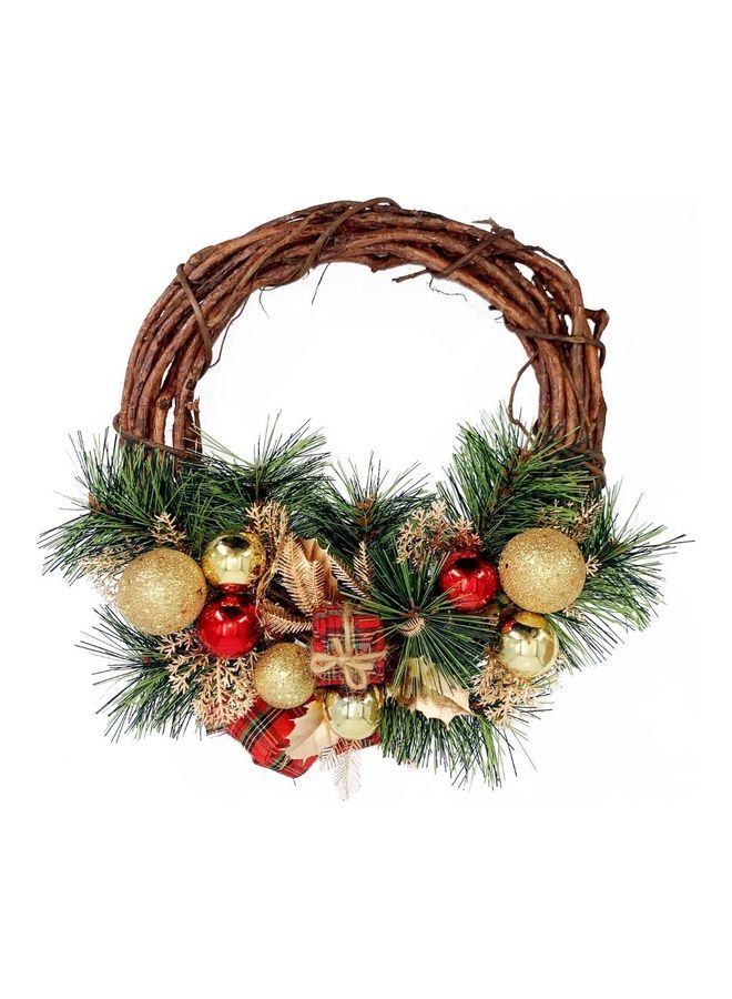 Christmas Rattan Wreath Red And Gold Multicolour 25cm