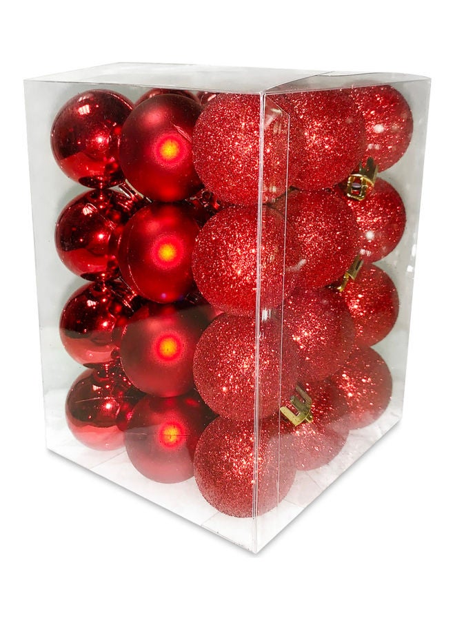 CHRISTMAS MAGIC 36-Piece Christmas Balls - Shiny Matte Glitter Red  - Image 2