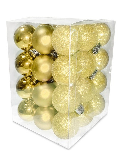 36-Piece Christmas Balls - Shiny Matte Glitter Gold 3cm