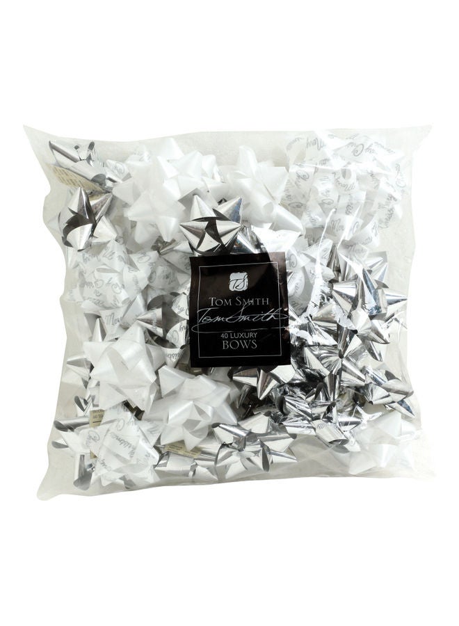 40-Piece Luxury Silver Bows one size