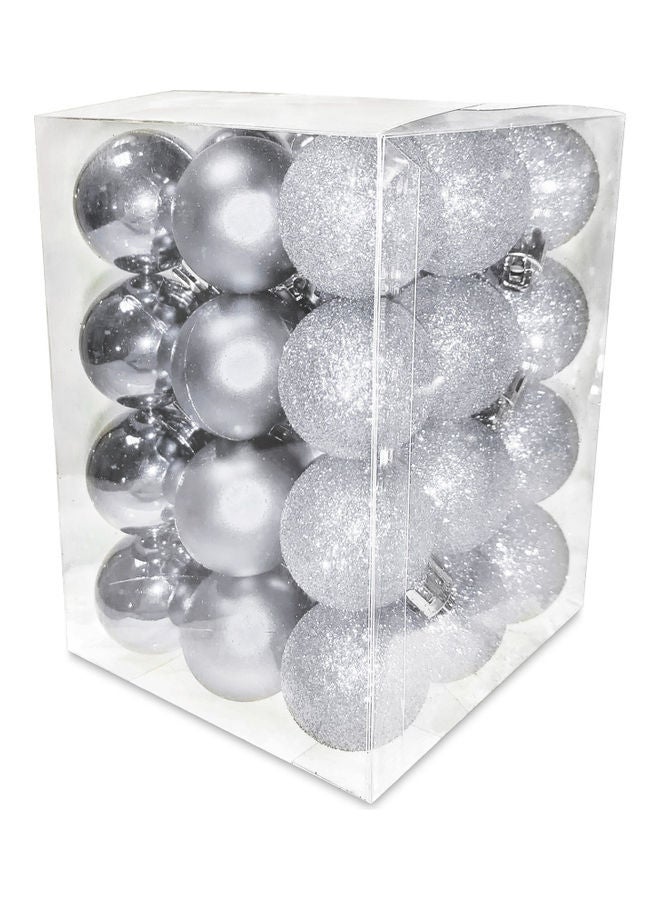 CHRISTMAS MAGIC 36-Piece Christmas Balls - Shiny Matte Glitter Silver 3cm  - Image 1