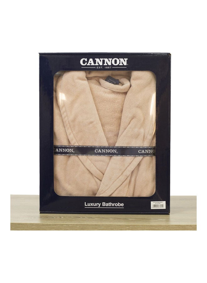 Cannon - Velour Bathrobe 380Gsm Collar Beige Large/Xlargecm - Image 1