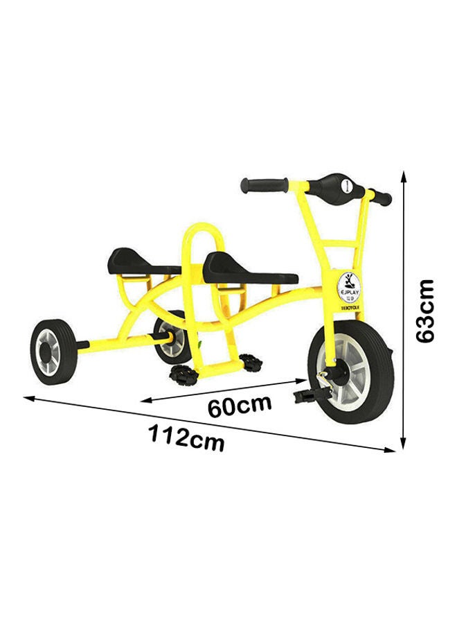 JSAITOYS Children's New Model Passenger Tricycle With Two Seats - Yellow 112x60x63cm  - Image 2