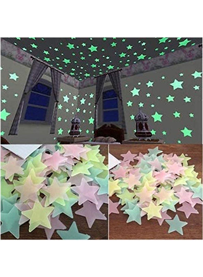 Generic - 100PCs Luminous Plastic 3D Stars Glow in the Dark wall stickers Multicolour 3x3cm - Image 1