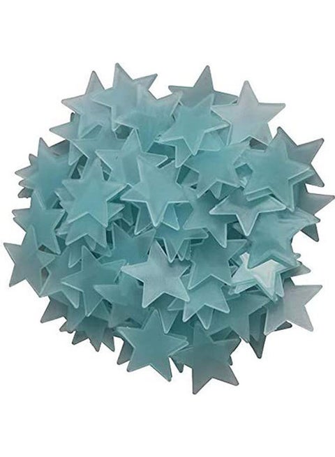 100pcs Plastic 3D Stars Glow in the Dark Fluorescent Luminous Wall Stickers Blue