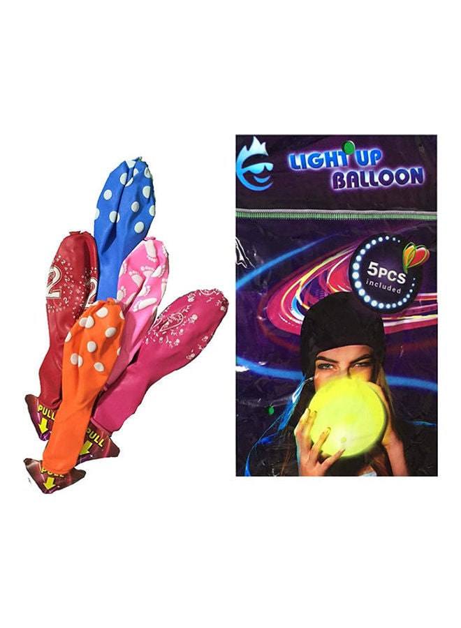 5 Pieces Printed Colorful Led Lighting Up Balloons  - Image 1
