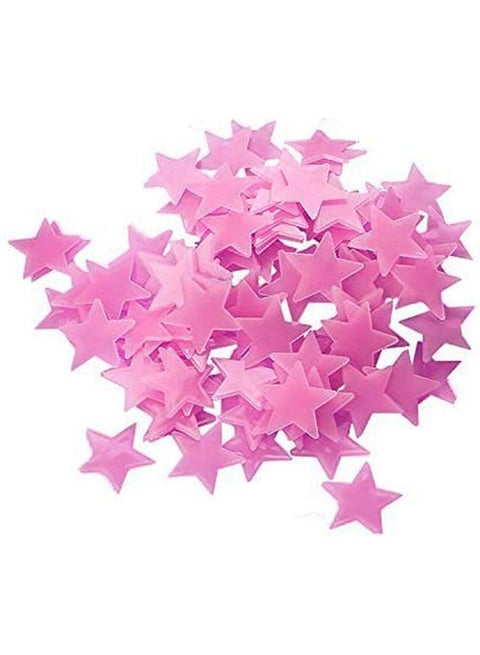 100pcs Plastic 3D Stars Glow in the Dark Stickers Night Luminous Wall Decal Sticker Pink