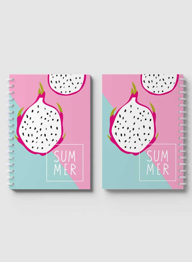LOWHA - Spiral Notebook for School or Business Note Taking with 60 Sheets Dragon Fruit Summer Multicolour - Image 1