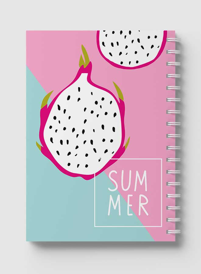 LOWHA - Spiral Notebook for School or Business Note Taking with 60 Sheets Dragon Fruit Summer Multicolour - Image 1