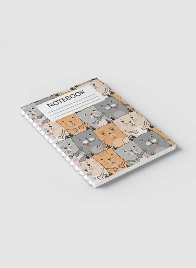 لوحة دفتر ملاحظات بسلك حلزوني للمدرسة أو تدوين ملاحظات العمل بنمط قطط لطيفة مكون من 60 ورقة متعدد الألوان - Image 2