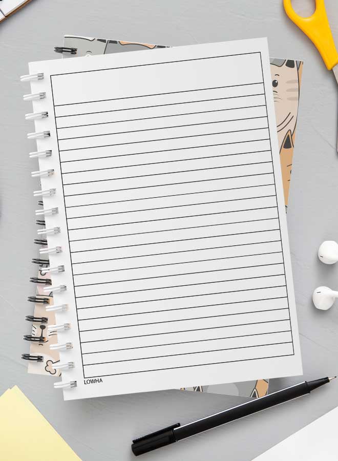 لوحة دفتر ملاحظات بسلك حلزوني للمدرسة أو تدوين ملاحظات العمل بنمط قطط لطيفة مكون من 60 ورقة متعدد الألوان - Image 3