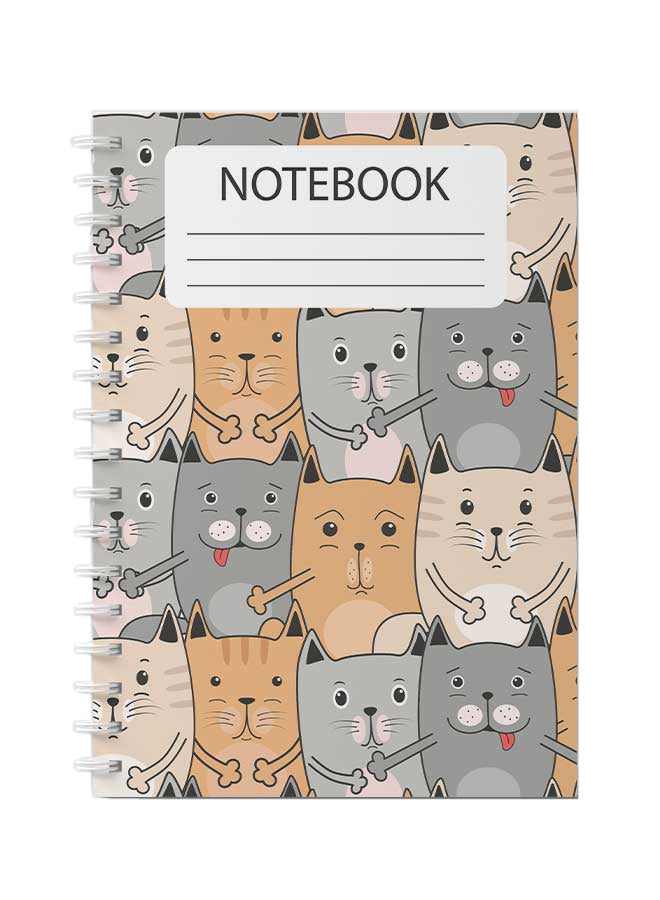 لوحة دفتر ملاحظات بسلك حلزوني للمدرسة أو تدوين ملاحظات العمل بنمط قطط لطيفة مكون من 60 ورقة متعدد الألوان - Image 1