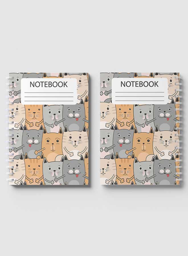 لوحة دفتر ملاحظات بسلك حلزوني للمدرسة أو تدوين ملاحظات العمل بنمط قطط لطيفة مكون من 60 ورقة متعدد الألوان - Image 4