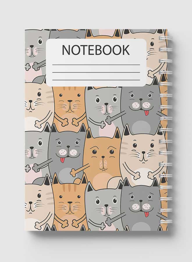 لوحة دفتر ملاحظات بسلك حلزوني للمدرسة أو تدوين ملاحظات العمل بنمط قطط لطيفة مكون من 60 ورقة متعدد الألوان - Image 5