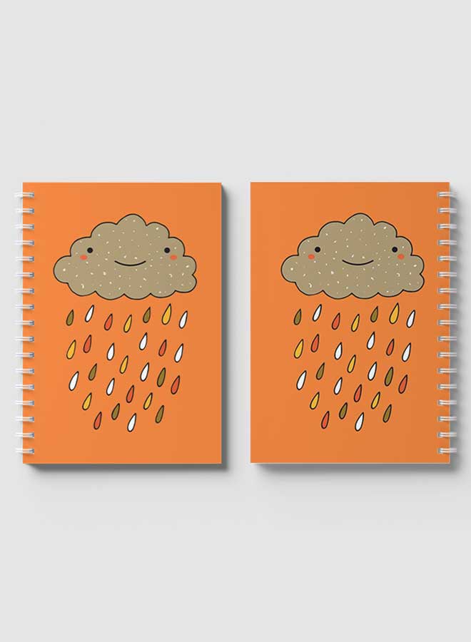 LOWHA - Spiral Notebook For School Or Business Note Taking With 60 Sheets  Cloud And Rain Multicolour - Image 1