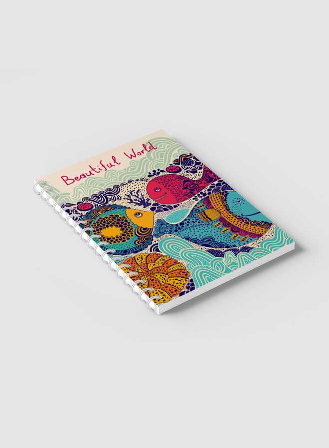 LOWHA Spiral Notebook For School Or Business Note Taking With 60 Sheets  Beautiful World Corals And Fishes Art Multicolour  - Image 2