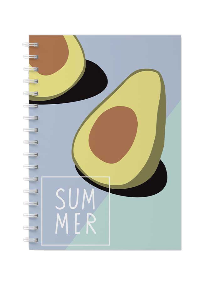 لوحة دفتر ملاحظات بسلك حلزوني للمدرسة أو تدوين ملاحظات العمل يحتوي على 60 ورقة بتصميم أفوكادو صيفي متعدد الألوان - Image 1