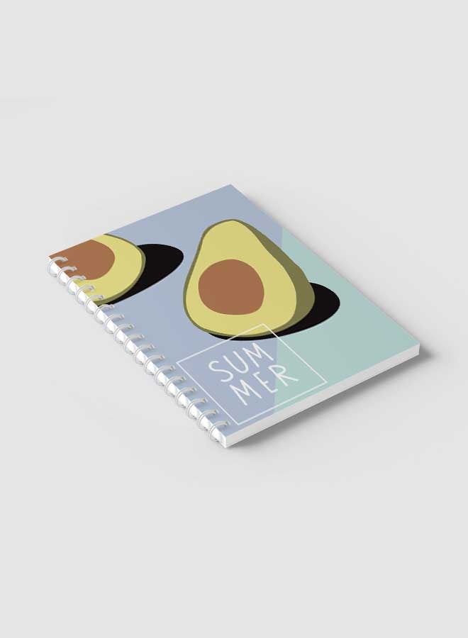 لوحة دفتر ملاحظات بسلك حلزوني للمدرسة أو تدوين ملاحظات العمل يحتوي على 60 ورقة بتصميم أفوكادو صيفي متعدد الألوان - Image 2