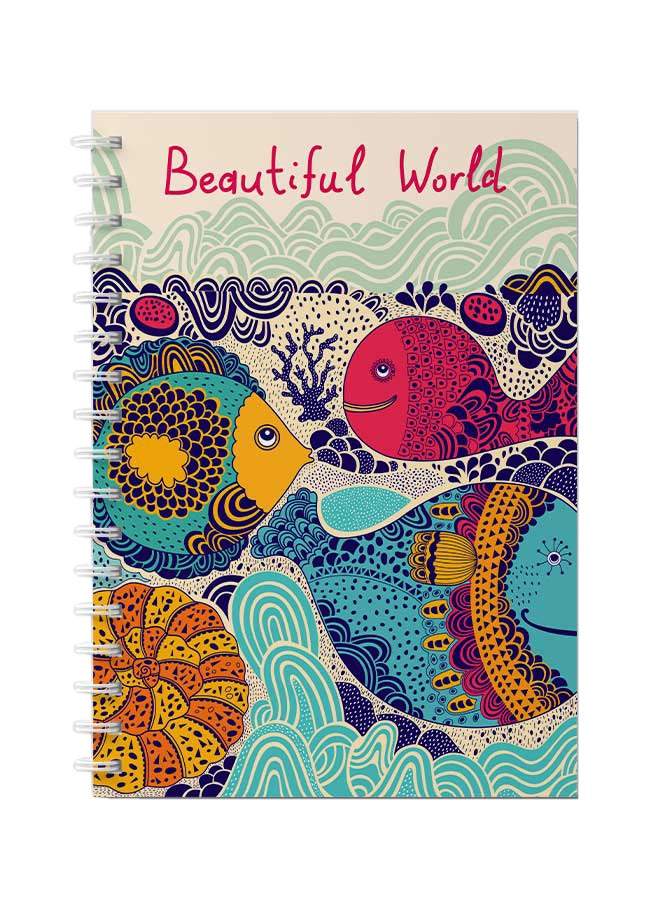 LOWHA Spiral Notebook For School Or Business Note Taking With 60 Sheets  Beautiful World Corals And Fishes Art Multicolour  - Image 1
