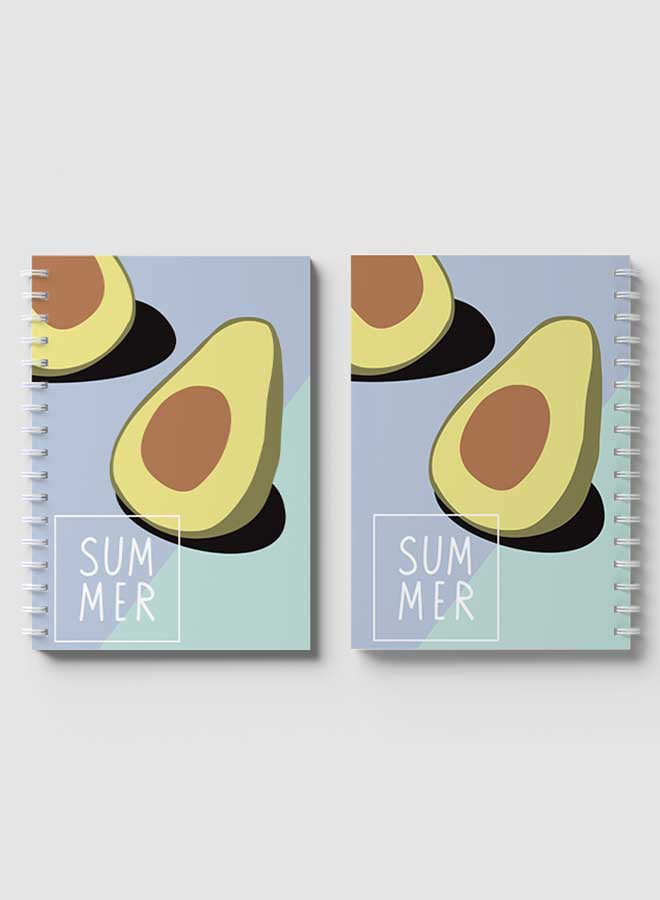 لوحة دفتر ملاحظات بسلك حلزوني للمدرسة أو تدوين ملاحظات العمل يحتوي على 60 ورقة بتصميم أفوكادو صيفي متعدد الألوان - Image 4