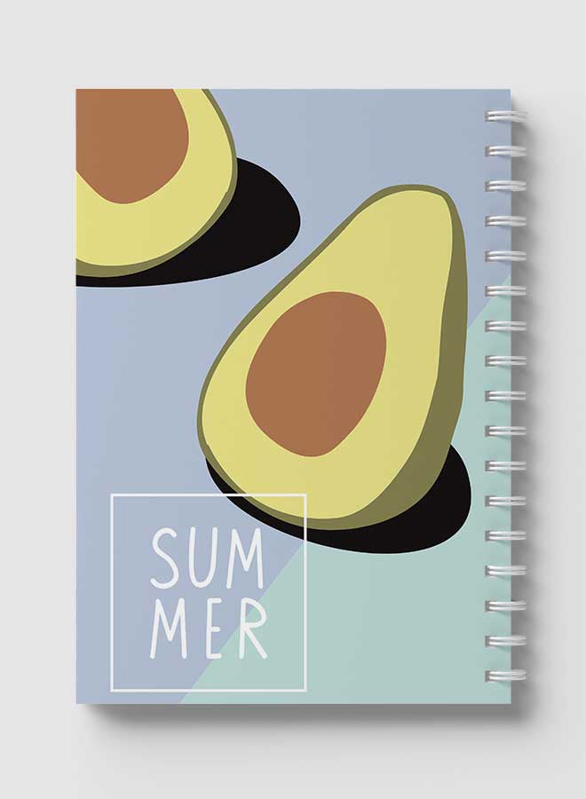 لوحة دفتر ملاحظات بسلك حلزوني للمدرسة أو تدوين ملاحظات العمل يحتوي على 60 ورقة بتصميم أفوكادو صيفي متعدد الألوان - Image 5