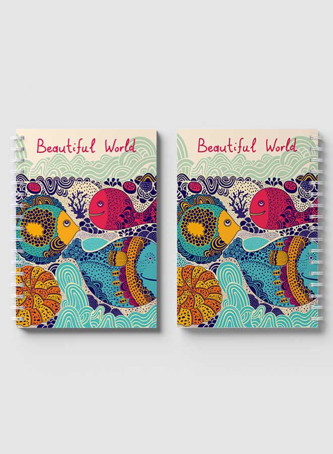 LOWHA Spiral Notebook For School Or Business Note Taking With 60 Sheets  Beautiful World Corals And Fishes Art Multicolour  - Image 4