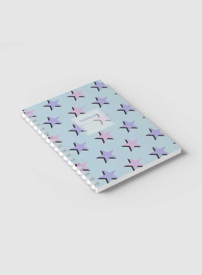LOWHA Spiral Notebook For School Or Business Note Taking With 60 Sheets  Aesthetic Stars Coloured Pattern Multicolour - Image 2