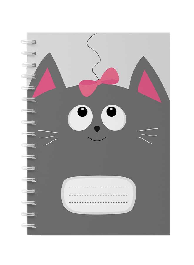 LOWHA - Spiral Notebook For School Or Business Note Taking With 60 Sheets  Cartoon Cute Cat Pink Ribbon Multicolour - Image 1