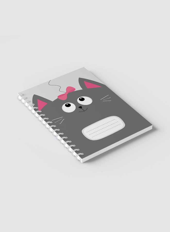 LOWHA - Spiral Notebook For School Or Business Note Taking With 60 Sheets  Cartoon Cute Cat Pink Ribbon Multicolour - Image 1