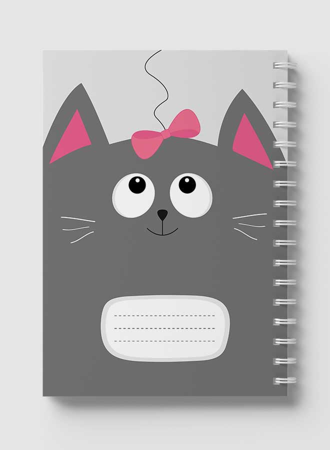 LOWHA - Spiral Notebook For School Or Business Note Taking With 60 Sheets  Cartoon Cute Cat Pink Ribbon Multicolour - Image 1