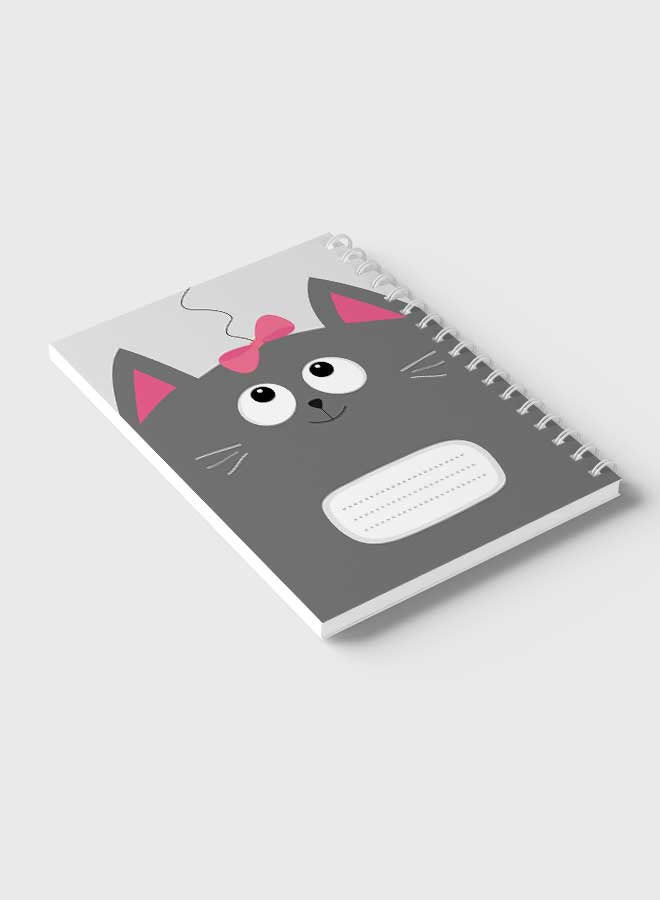 LOWHA - Spiral Notebook For School Or Business Note Taking With 60 Sheets  Cartoon Cute Cat Pink Ribbon Multicolour - Image 1