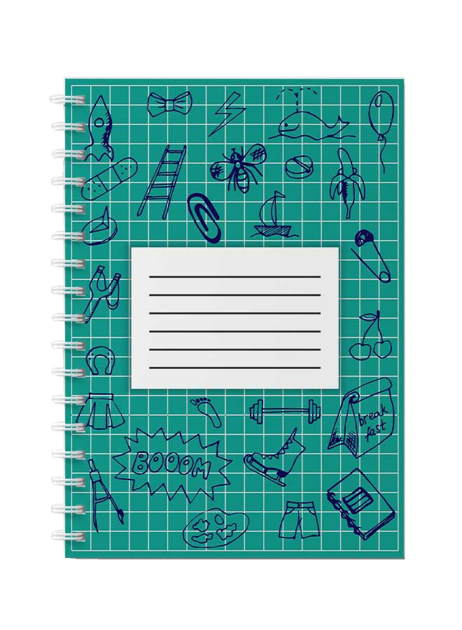 لوحة دفتر ملاحظات بسلك حلزوني وخطوط شبكية بطبعة عبارة "Back To" مكون من 60 ورقة متعدد الألوان - Image 1