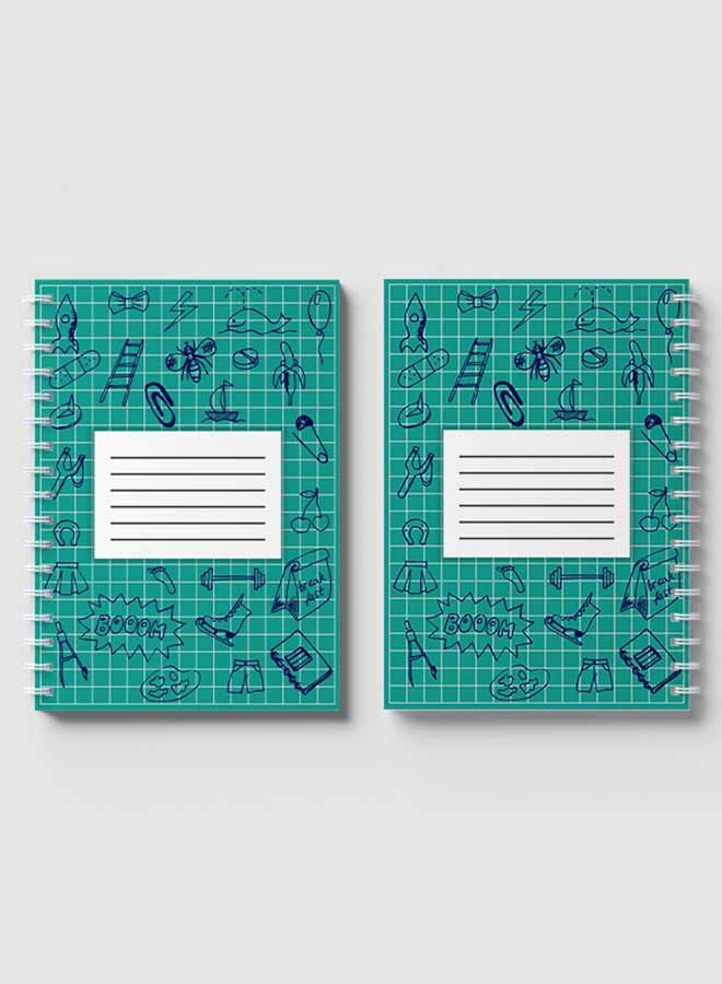 لوحة دفتر ملاحظات بسلك حلزوني وخطوط شبكية بطبعة عبارة "Back To" مكون من 60 ورقة متعدد الألوان - Image 4