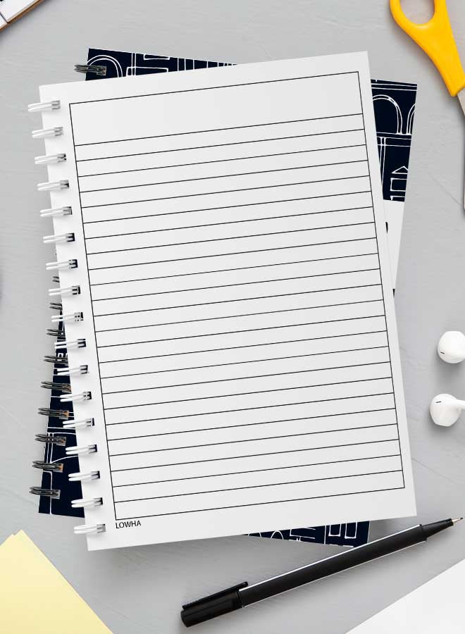 LOWHA - Spiral Notebook For School Or Business Note Taking With 60 Sheets  Patterns With Cityscapes Multicolour - Image 1