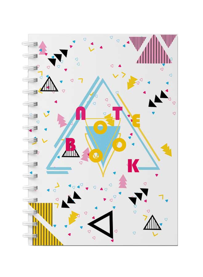 لوحة دفتر ملاحظات بسلك حلزوني للمدرسة أو تدوين ملاحظات العمل يحتوي على 60 ورقة بتصميم هندسي كلاسيكي متعدد الألوان - Image 1