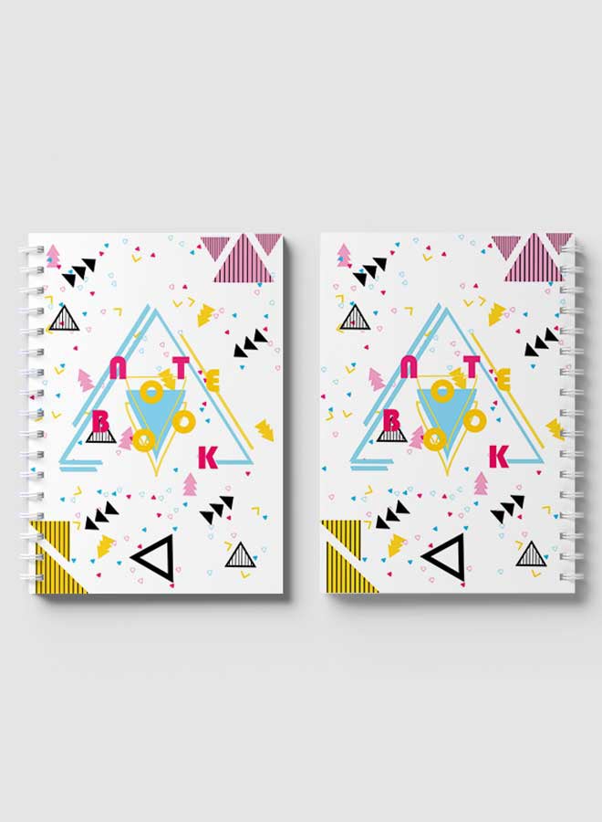 لوحة دفتر ملاحظات بسلك حلزوني للمدرسة أو تدوين ملاحظات العمل يحتوي على 60 ورقة بتصميم هندسي كلاسيكي متعدد الألوان - Image 4