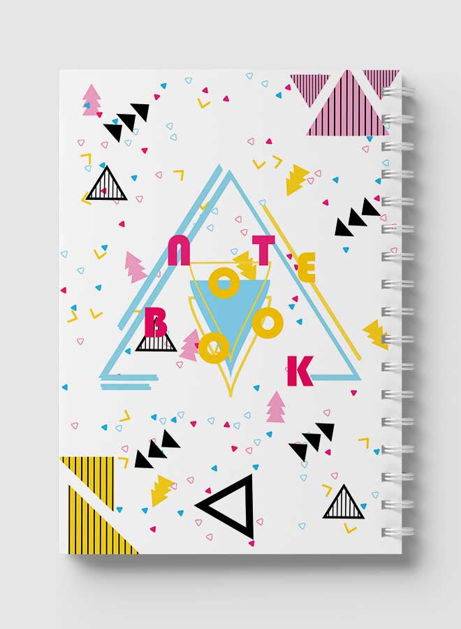 لوحة دفتر ملاحظات بسلك حلزوني للمدرسة أو تدوين ملاحظات العمل يحتوي على 60 ورقة بتصميم هندسي كلاسيكي متعدد الألوان - Image 5