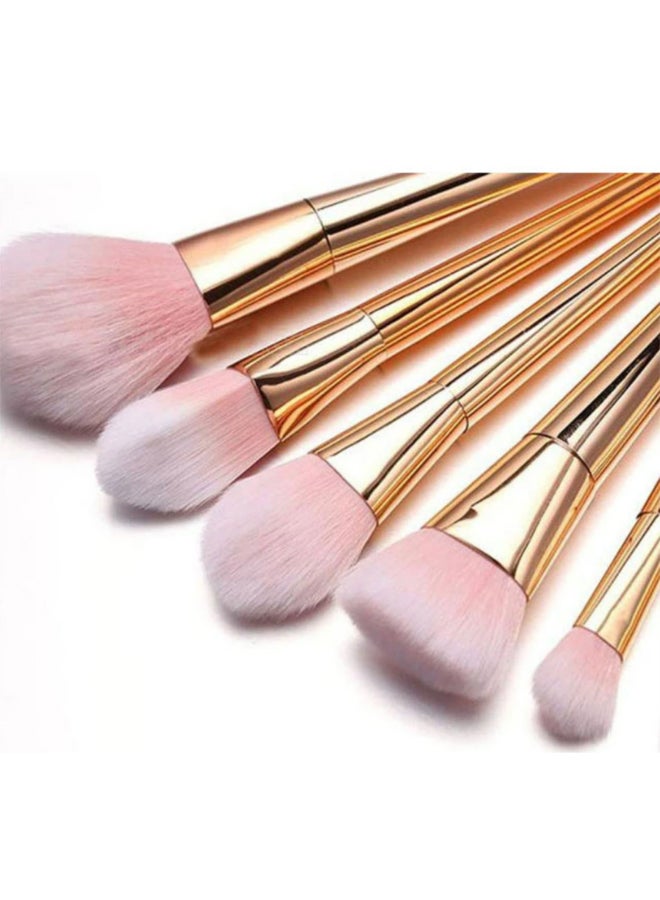 Professional 7pcs Makeup Brush Set Blush Foundation Powder Rose  Makeup Tools Gold - Image 2