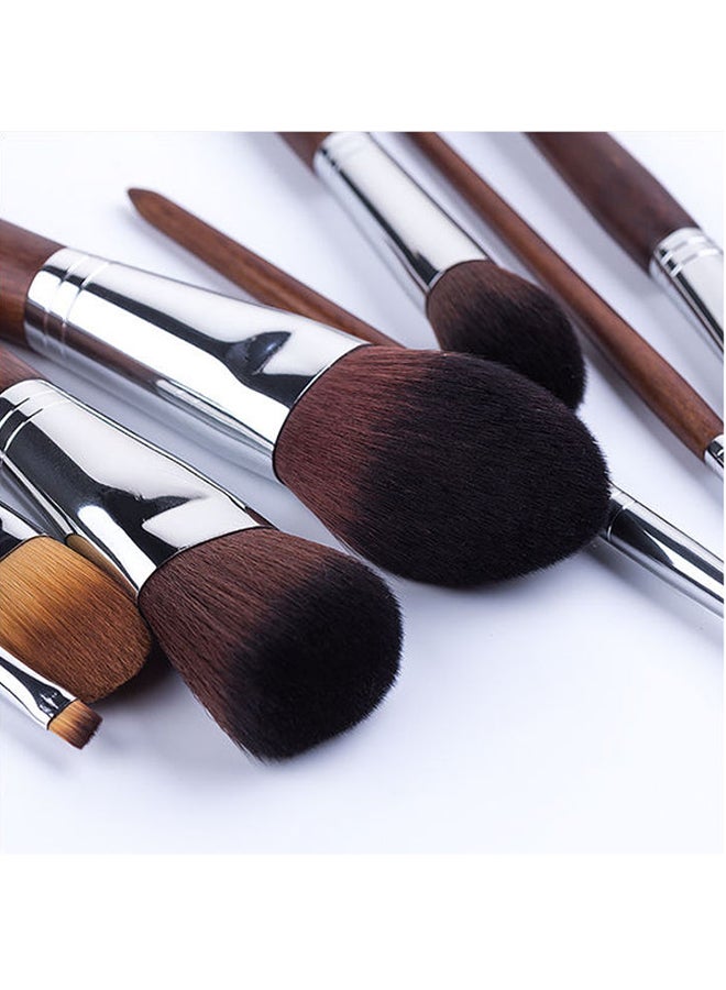 طقم فرش مكياج مكون من 11 قطعة بني/فضي - Image 5