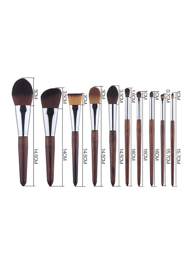 طقم فرش مكياج مكون من 11 قطعة بني/فضي - Image 4