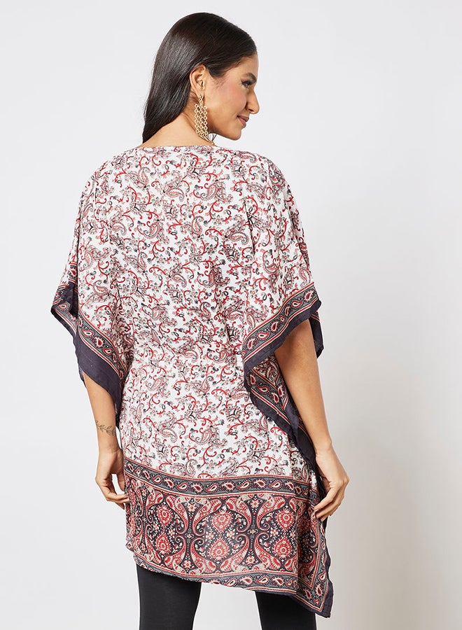 COUTURE BY RABIA All Over Print Tie Waist Kaftan Multicolour - Image 3