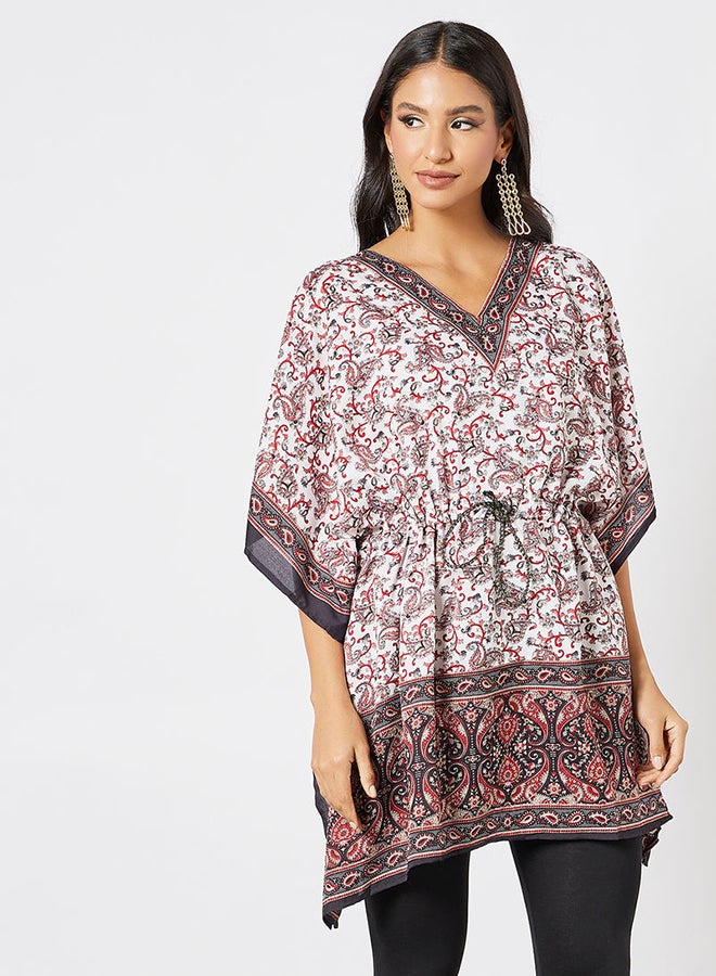 COUTURE BY RABIA All Over Print Tie Waist Kaftan Multicolour - Image 2