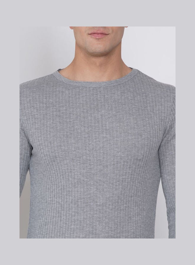 لورين سميث تيشيرت كاجوال بأكمام طويلة للرجال بنسيج مضلع رمادي - Image 5