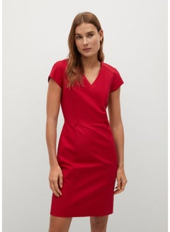 Seam Detail V-Neck Mini Dress Red