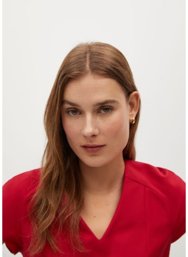 MANGO - Seam Detail V-Neck Mini Dress Red - Image 1