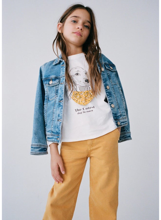 MANGO - Embossed Dog Print Top Off White - Image 1
