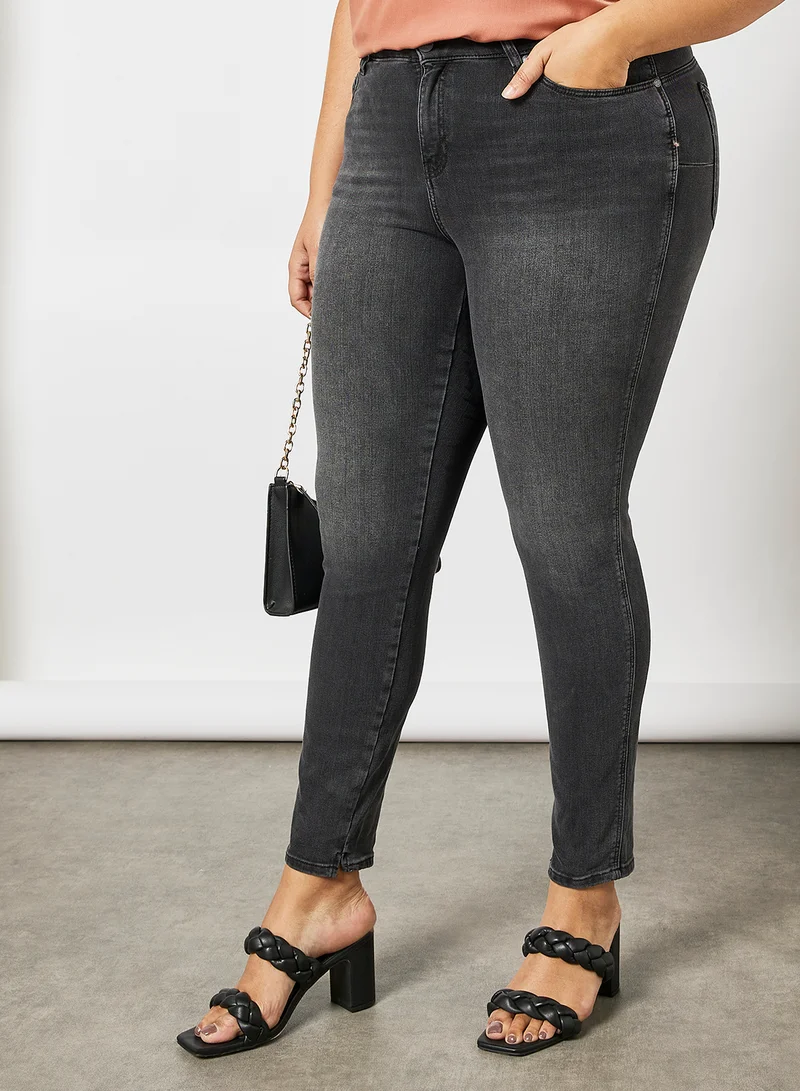 Violeta By Mango Plus Size Bi Stretch Push Up Jeans Black Denim