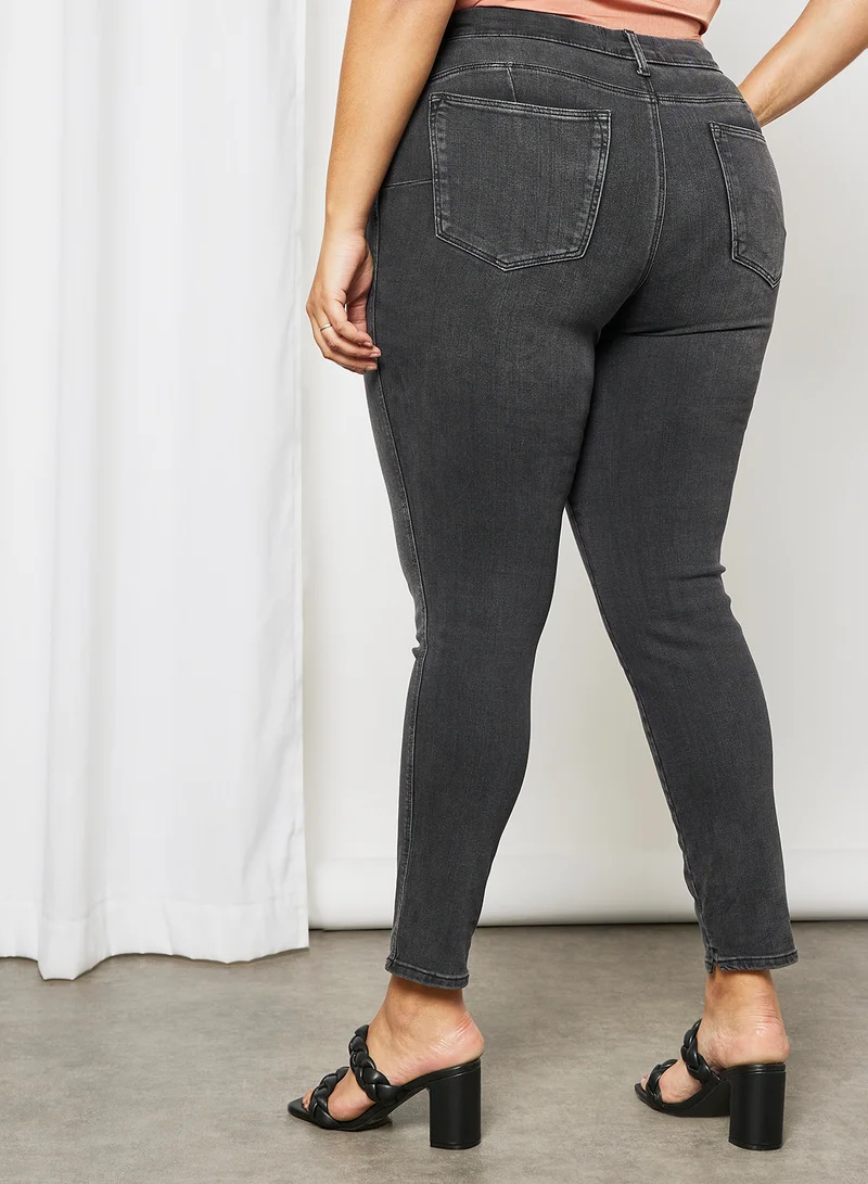 Violeta By Mango Plus Size Bi Stretch Push Up Jeans Black Denim