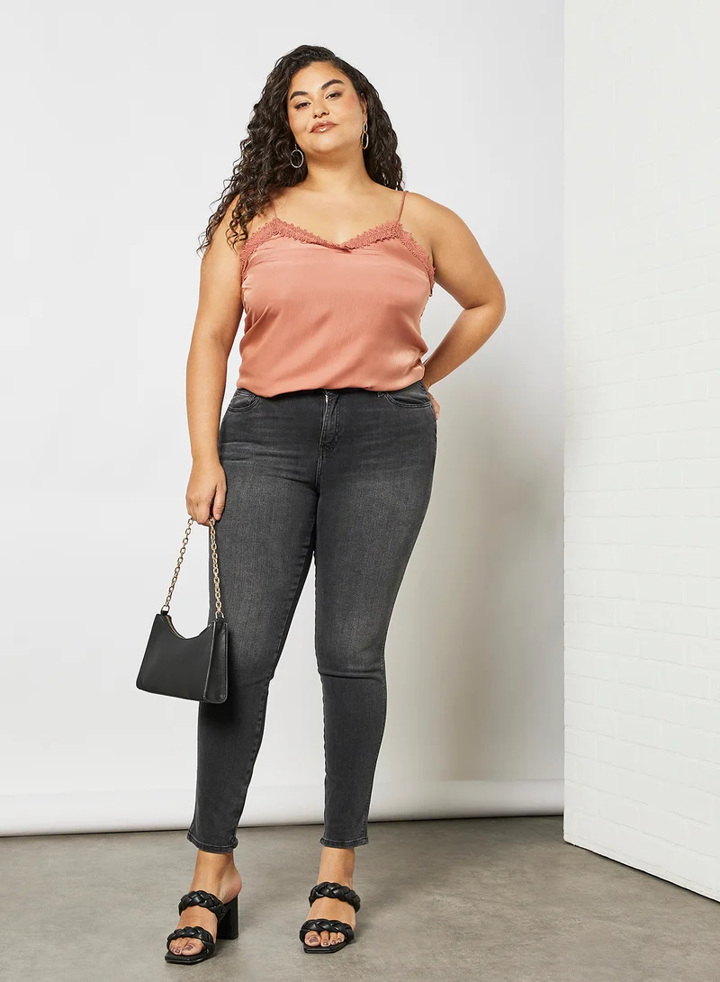 Violeta By Mango Plus Size Bi Stretch Push Up Jeans Black Denim